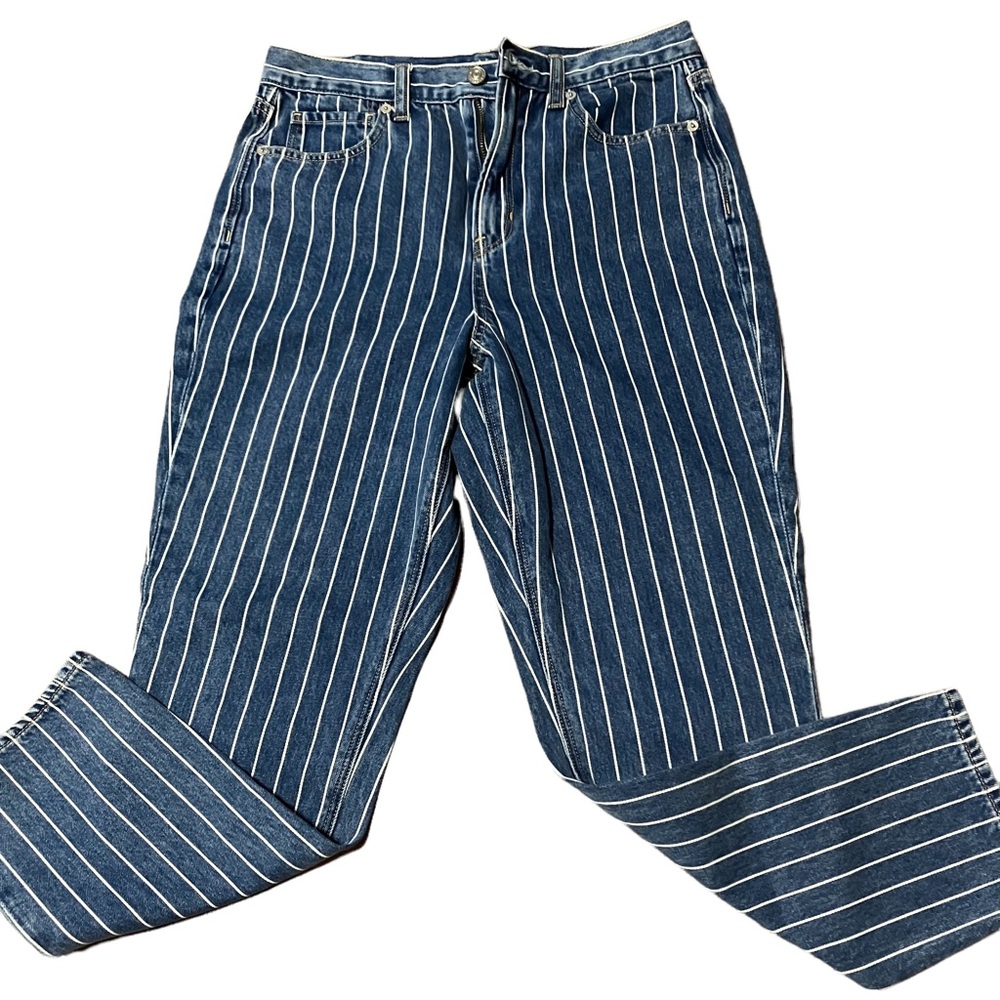 American Eagle Womens Pinstripe Mom Jeans sz 6